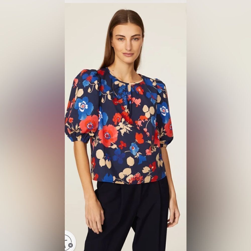 Peter Som Floral Puff Sleeve Top Size 10
